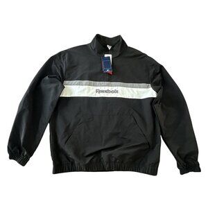 Reebok Classics Ivory League Retro Track Jacket Black Mens L, 1/4 Zip New